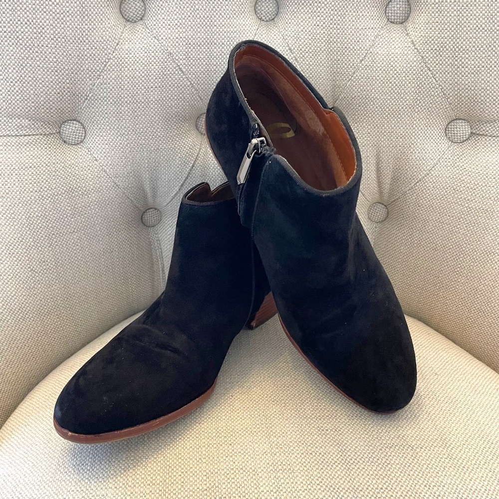Sam Edelman Petty Black Suede Ankle Boots US 8 Wide EU38
